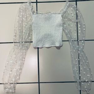 SHEIN. White Polka dots top. Xsmall.